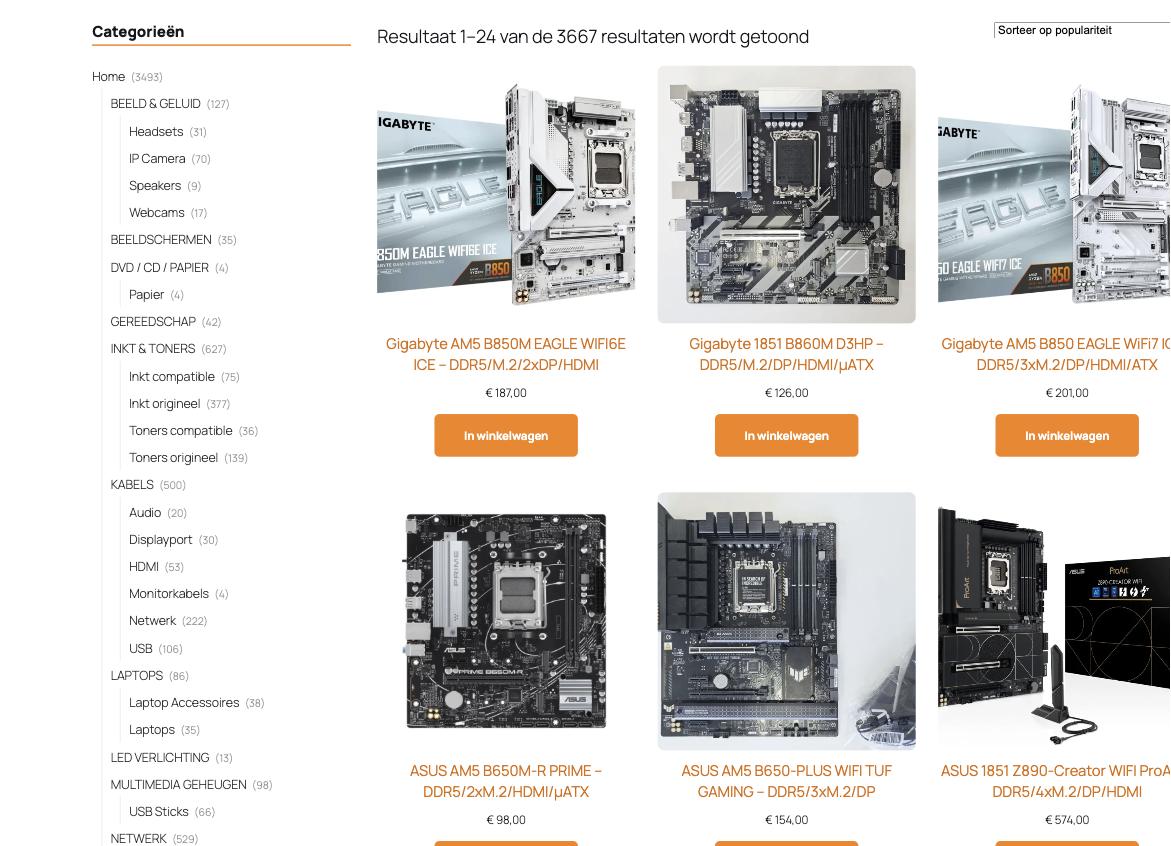 Geïmporteerde producten live in de webshop